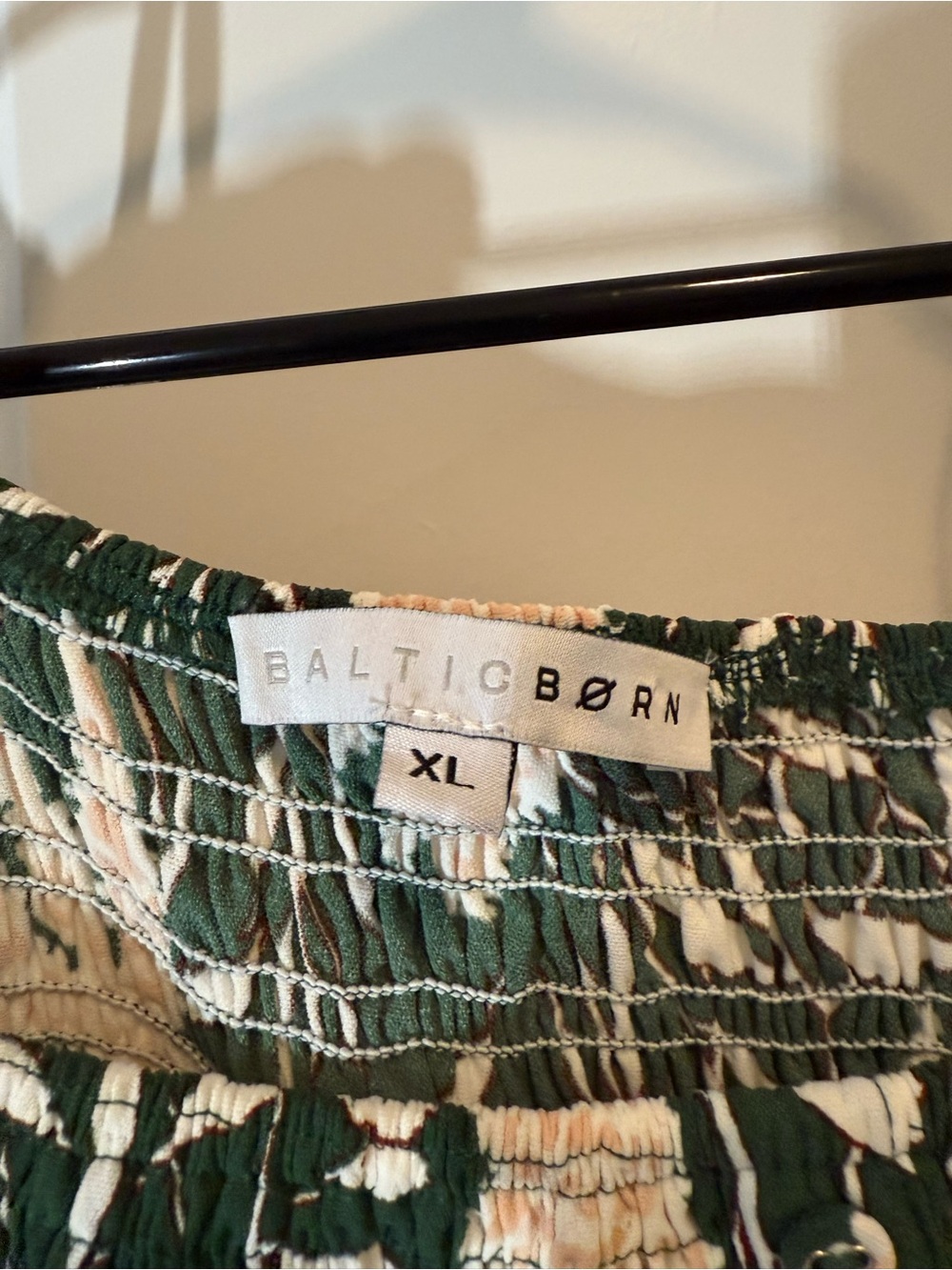 Baltic Born | Becca Smocked Maxi Dress | Off-Shoulder Green Floral | Size XL - Picture 6 of 9